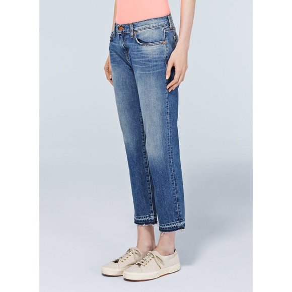 J Brand Denim - J Brand Aiden Crop Boyfriend Frayed Hem Jeans